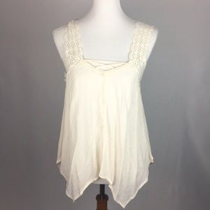 White Crochet Straps Tank